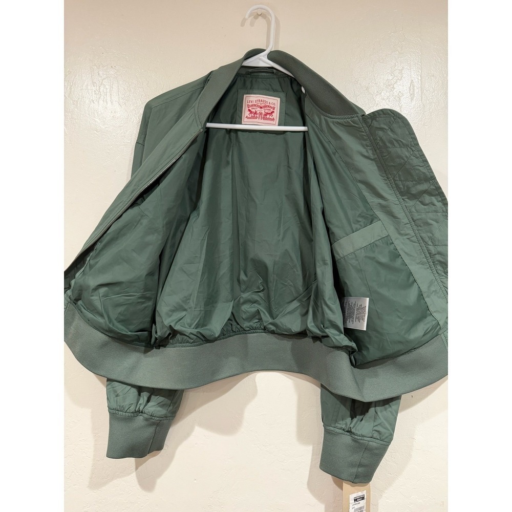 Levis Womens Bomber Jacket Laurel Green Full Zip Utility Pocket Coat New - Picture 10 of 13